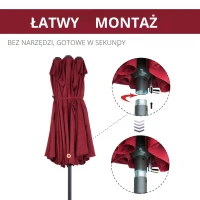Outsunny parasol podwójny parasol ogrodowy parasol targowy z korbką ręczną 460 x 270 cm(m-6)