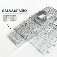 Outsunny Gabbia Trappola per Animali Vivi Pieghevole in Acciaio, 81x26x34.5cm, Argento(m-7)