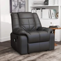 HOMCOM Fauteuil de massage fauteuil de relaxation massant avec dossier inclinable manuellement et repose-pied fauteuil TV revêtement synthétique télécommande incluse noir(m-9)