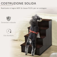 PawHut Scaletta per Cani e Gatti a 4 Scalini con Cuscini in Peluche Rimovibili, 40x59x54.2 cm, Marrone(m-6)