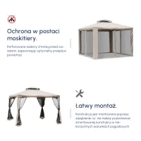 Pawilon Ogrodowy Outsunny z Odpornością na Warunki Pogodowe i Ochroną UV Szary 2,94x2,94m(m-7)