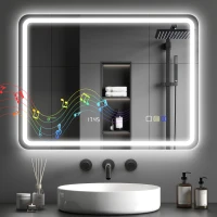 HOMCOM 80 x 60 cm Bluetooth Bathroom Mirror - Silver-Tone(m-10)
