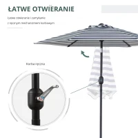 Parasol ogrodowy na zewnątrz park balkon rama stal niebieskie paski(m-4)