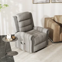 HOMCOM elektrischer Aufstehsessel Massagesessel mit Wärmefunktion Sessel mit Aufstehhilfe relaxsessel mit Fernbedienung Leinen Grau 90 x 91 x 106 cm(m-2)