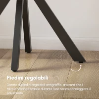 HOMCOM Tavolo da Pranzo Moderno Rotondo per 4 Persone in Acciaio e MDF, Ø100x75cm, Nero(m-5)