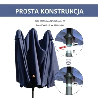 Outsunny Podwójny Parasol Ogrodowy Marketowy na Taras z Korbą Niebieski Owal 460 x 270 x 240 cm(m-6)