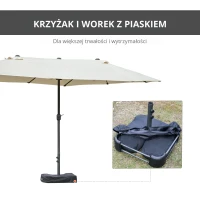 Outsunny podwójny parasol z podstawą, kremowy, 4,6 x 2,7 cm(m-7)