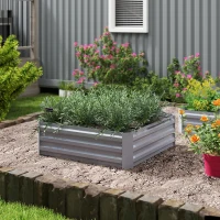 Outsunny Lot de 2 carré potager de jardin dim. 100L x 100l x 30H cm - tôle d'acier ondulée gris(m-7)