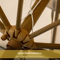 Parasol Outsunny z frędzlami, nachylany, z korbką, stal+poliester, khaki, Ø264 x 240 cm(m-7)