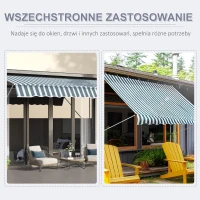 Outsunny markiz markiza zaciskowa składane ramię korbka ręczna balkon 3 x 1,5 m aluminiowy zielony(m-4)