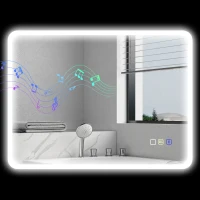 HOMCOM 60 x 80 cm Backlit Illuminated Bathroom Mirror with LED Lights and Bluetooth - Silver Tone(m-11)