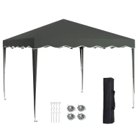 Outsunny 3 x 3cm Adjustable Height Pop-Up Gazebo, with Bag - Grey(m-10)