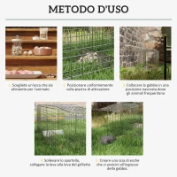 Outsunny Gabbia Trappola per Animali Vivi Pieghevole in Acciaio, 81x26x34.5cm, Argento(m-5)