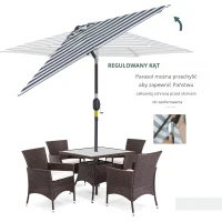 Parasol ogrodowy na zewnątrz park balkon rama stal niebieskie paski(m-5)