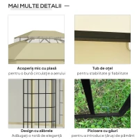 Outsunny Foisor de Gradina 3.65x3 m cu Plasa de tantari si Acoperis pe 2 Nivele din Poliester, Structura din Metal, Negru(m-4)