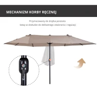 Outsunny parasol podwójny parasol ogrodowy parasol targowy z korbką ręczną 460 x 270 cm(m-5)