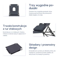Outsunny leżak do opalania leżak ogrodowy leżak relaksacyjny poduszka z okienkiem do czytania składany szary(m-5)