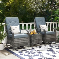 Outsunny 2-Seater Rattan Table Chair Bistro Garden Furniture Set Wicker Table Outdoor Patio(m-2)
