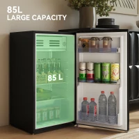 HOMCOM Under Counter Fridge, 85L Small Retro Refrigerator with Chiller Box, Adjustable Thermostat, Glass Shelves, Black(m-5)