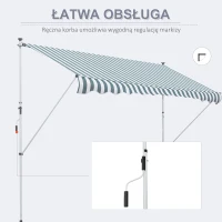 Outsunny markiz markiza zaciskowa składane ramię korbka ręczna balkon 3 x 1,5 m aluminiowy zielony(m-7)