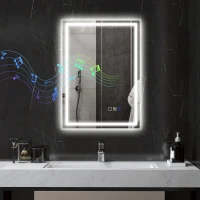 HOMCOM 50 x 70 cm Anti-Fog LED Bathroom Mirror, with Bluetooth - Silver Tone(m-2)