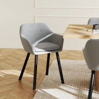 HOMCOM Esszimmerstühle in ansprechendem Design, Metallstruktur, Holzbeine, Grau, 120 kg belastbar(m-2)