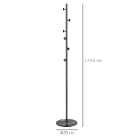 HOMCOM Cuier de Podea Autoportant cu 6 Cârlige Disc și Bază din Ardezie, Ø32x171 cm, Negru(m-3)
