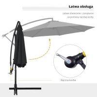 Parasol przeciwsłoneczny odpinany parasol na wysięgniku parasol na korbkę z korbką ręczną czarny(m-4)