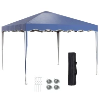 Outsunny 3 x 3cm Adjustable Height Pop-Up Gazebo, with Bag - Blue(m-10)