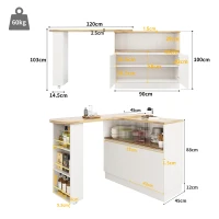 Multifunctional Bar Cabinet with Sliding Glass Doors, Versatile Storage, 360° Rotating Bar Table for Dining Room, 90L x 120W x 100H cm, White(m-3)