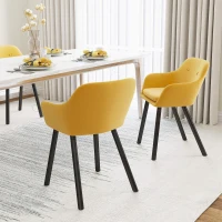 HOMCOM Chaises de salle à manger chaise de cuisine chaises de salon scandinave - Lot de 2 - Pieds effilés Bois Noir - Velours Jaune Moutarde(m-8)