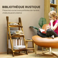 Outsunny Étagère à fleurs support plantes intérieur supports de pots porte plante 3 niveaux pliable bois de sapin 40 x 37 x 93 cm charge max. 40 kg pour intérieur, cour, terrasse, balcon(m-8)