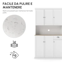 HOMCOM Mobile Dispensa Cucina in Legno con Armadietti e Cassetto Stile Country, 101x39x180cm, Bianco(m-8)