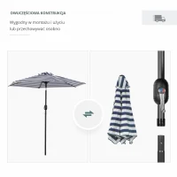 Parasol ogrodowy na zewnątrz park balkon rama stal niebieskie paski(m-7)