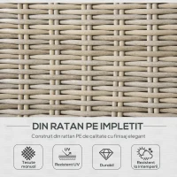 Outsunny Set Mobila de Gradina 4 Piese din Ratan PE, Salon de Exterior cu 1 Canapea, 2 Fotolii, 1 Masuta si  Perne Detasabile si Lavabile, Kaki si Bej(m-4)