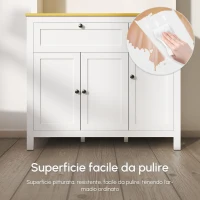 HOMCOM Dispensa Cucina con Cassetti, Ripiani Aperti e Scaffali Regolabili in Legno, 100x40x180 cm, Bianco(m-9)