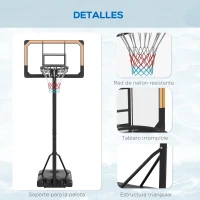 SPORTNOW Canasta de Baloncesto de Exterior con Altura Ajustable 182-213 cm Ruedas Base Rellenable Negro(m-8)