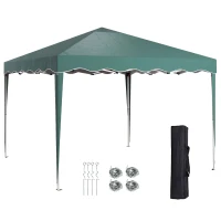 Outsunny 3 x 3cm Adjustable Height Pop-Up Gazebo, with Bag - Green(m-10)