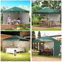 Outsunny 3 x 3 (M) Pop Up Gazebo, UPF 30+ with 2 Sidewalls, Leg Weight Bags and Wheeled Bag, Height Adjustable Party Tent Event Shelter for Garden, Patio, Green(m-9)