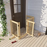 PawHut Barrière pour Chien Autoportante, 4 Panneaux, flexible, Bois de pin, 204L x 36l x 75H cm, Bois naturel(m-4)