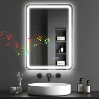 HOMCOM 70 x 50 cm Bluetooth Bathroom Mirror - Silver-Tone(m-10)