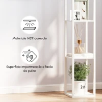 HOMCOM Lampada da Terra con 3 Mensole Integrate, Attacco E27 Potenza 40W, Arredamento Moderno in MDF, 26x26x160cm, Bianco(m-8)
