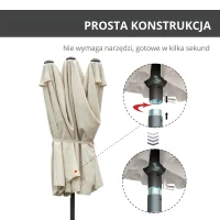 Outsunny podwójny parasol z podstawą, kremowy, 4,6 x 2,7 cm(m-6)