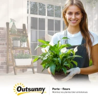 Outsunny Étagère à fleurs support plantes intérieur supports de pots porte plante 3 niveaux pliable bois de sapin 40 x 37 x 93 cm charge max. 40 kg pour intérieur, cour, terrasse, balcon(m-9)