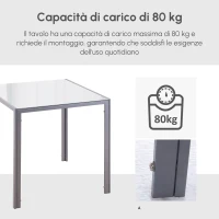HOMCOM Tavolo Quadrato da 4 Persone per Cucina e Soggiorno, Tavolo Moderno in Metallo e Vetro Temperato, 75x75x75 cm, Grigio(m-5)