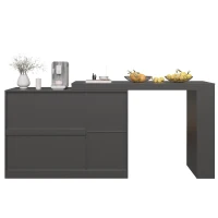 360° Rotating Bar Table with Multifunctional Storage, Metal Handles, Modern Dining Bar Cabinet with Glass Doors, 120L x 120W x 97H cm, Black(m-13)