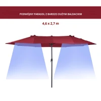 Outsunny parasol podwójny parasol ogrodowy parasol targowy z korbką ręczną 460 x 270 cm(m-5)