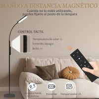 HOMCOM Lámpara de Pie LED Regulable con Temperaturas de Color Ajuste Continuo Control Remoto y Táctil Temporizador Negro(m-7)