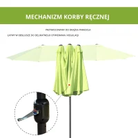 Outsunny Podwójny Parasol Ogrodowy, Parasol na Targi, Parasol Tarasowy z Korbką Ręczną Zielony Owalny 460 x 270 x 240 cm(m-5)