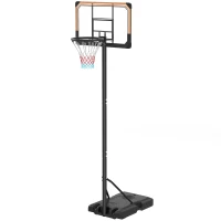SPORTNOW Canasta de Baloncesto de Exterior con Altura Ajustable 182-213 cm Ruedas Base Rellenable Negro(m-11)